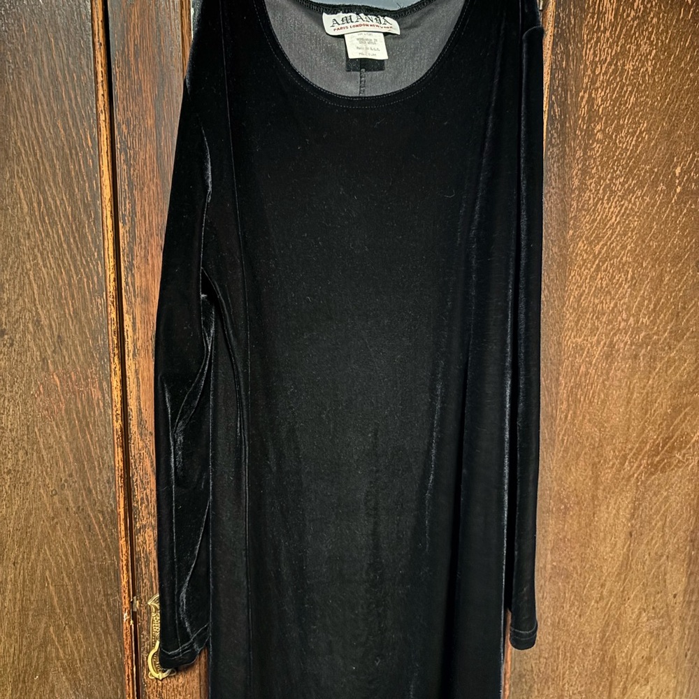 Vintage Elegant Black Velvet Long Sleeve Dress